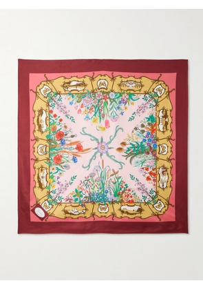 Gucci - Floral-print Silk-twill Scarf - Red - One size