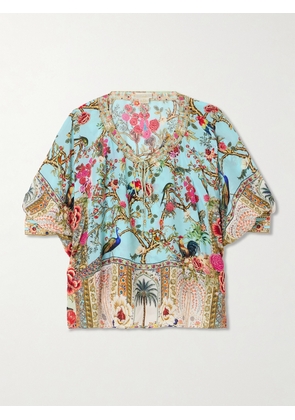Camilla - Sultans And Queens Tie-detailed Embellished Printed Silk-crepe Blouse - Multi - One size