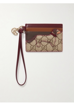 Gucci - Appliquéd Printed Coated-canvas And Leather Cardholder - Neutrals - One size