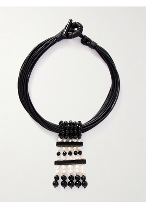 Le Sundial - Sculptural Pearl, Onyx And 18-karat Gold Cord Necklace - Black - One size
