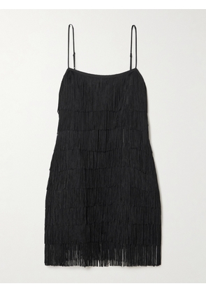 Olivia von Halle - Lola Fringed Silk-crepe Mini Dress - Black - x small,small,medium,large,x large