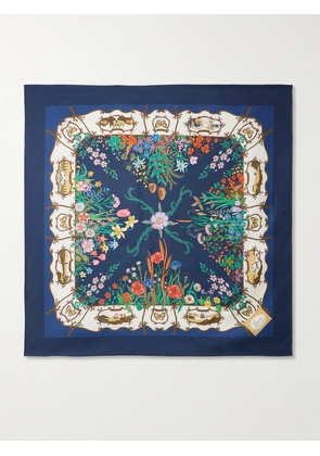 Gucci - Floral-print Silk-twill Scarf - Blue - One size