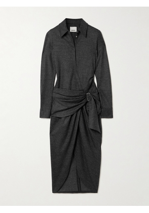 Isabel Marant - Rosalie Draped Pinstriped Wool And Cotton-blend Mini Dress - Gray - FR 34,FR 36,FR 38,FR 40,FR 42,FR 44