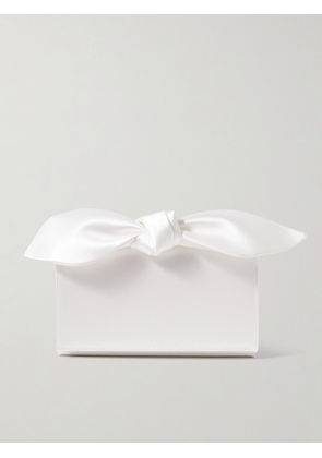 Aquazzura - Bow Tie Mini Satin Clutch - White - One size
