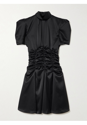 VIOLANTE NESSI - Balthus Ruched Satin Mini Dress - Black - IT38,IT40,IT42,IT44,IT46