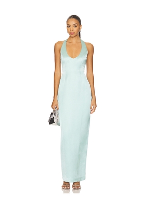 Nookie Sabine Satin Gown in Baby Blue. Size L. Also in XS, S, M, XL.