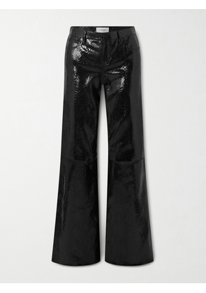 FRAME - Rodeo Croc-effect Leather Flared Pants - Black - 24,25,26,27,28,29,30,31,32
