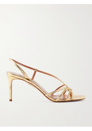 Aquazzura - Talk To Me 75 Metallic Snake-effect Leather Slingback Sandals - Gold - IT36,IT36.5,IT37,IT37.5,IT38,IT38.5,IT39,IT39.5,IT40,IT40.5,IT41,IT41.5,IT42