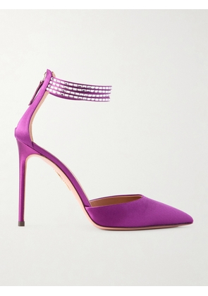 Aquazzura - Luce 105 Crystal-embellished Satin Pumps - Purple - IT36,IT36.5,IT37,IT37.5,IT38,IT38.5,IT39,IT39.5,IT40,IT40.5,IT41,IT41.5,IT42