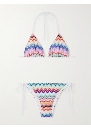 Missoni - Mare Striped Metallic Crochet-knit Triangle Bikini - Multi - IT36,IT38,IT40,IT42,IT44,IT46,IT48