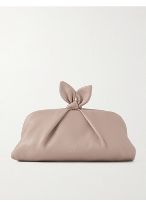 Aquazzura - Bow Tie Pleated Leather Clutch - Pink - One size