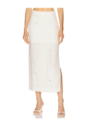 Milkwhite x REVOLVE Midi Skirt With Mini Strass Bows in White. Size L. Also in XS, S, M.