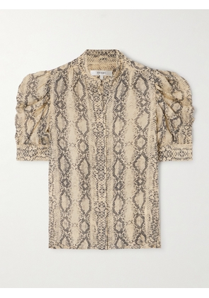 FRAME - Gillian Snake-print Silk-chiffon Shirt - Animal print - x small,small,medium,large,x large