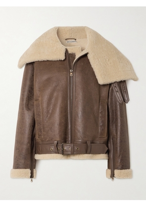 JW Anderson - Oversized Belted Shearling Jacket - Brown - xx small,x small,small,medium,large,x large