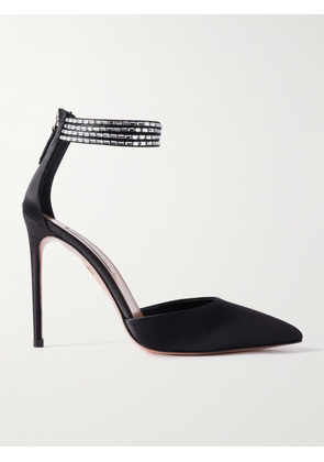 Aquazzura - Luce 105 Crystal-embellished Satin Pumps - Black - IT36,IT36.5,IT37,IT37.5,IT38,IT38.5,IT39,IT39.5,IT40,IT40.5,IT41,IT41.5,IT42