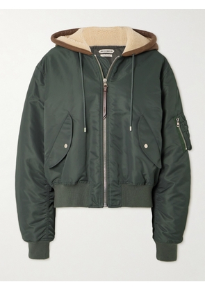 JW Anderson - Hooded Padded Shell And Shearling Bomber Jacket - Green - xx small,x small,small,medium,large,x large