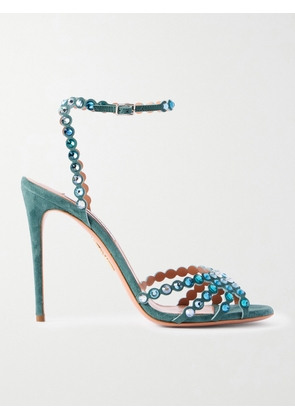 Aquazzura - Tequila 105 Crystal-embellished Leather Sandals - Blue - IT35,IT36,IT36.5,IT37,IT37.5,IT38,IT38.5,IT39,IT39.5,IT40,IT40.5,IT41,IT41.5,IT42