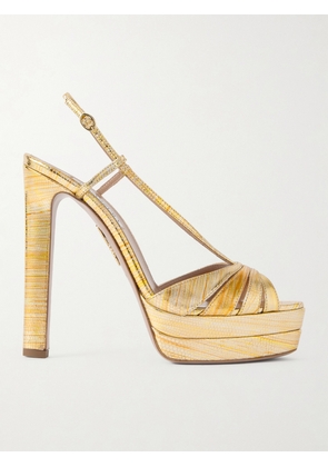 Aquazzura - Aimée 130 Metallic Snake-effect Leather Platform Sandals - Gold - IT35,IT36,IT36.5,IT37,IT37.5,IT38,IT38.5,IT39,IT39.5,IT40,IT40.5,IT41,IT41.5,IT42