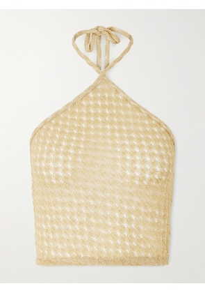 Missoni - Mare Cropped Metallic Crochet-knit Halterneck Top - Gold - IT36,IT38,IT40,IT42,IT44,IT46,IT48