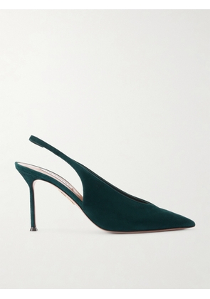 Aquazzura - Voltaire 85 Suede Slingback Pumps - Green - IT36,IT36.5,IT37,IT37.5,IT38,IT38.5,IT39,IT39.5,IT40,IT40.5,IT41,IT41.5,IT42