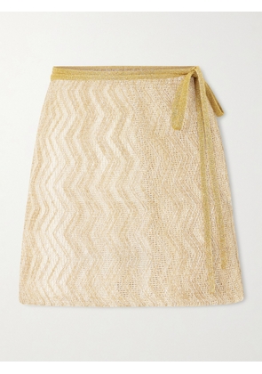 Missoni - Mare Sequin-embellished Metallic Crochet-knit Mini Wrap Skirt - Gold - x small,small,medium,large