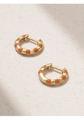 Yvonne Léon - 9-karat Gold And Enamel Hoop Earrings - Brown - One size