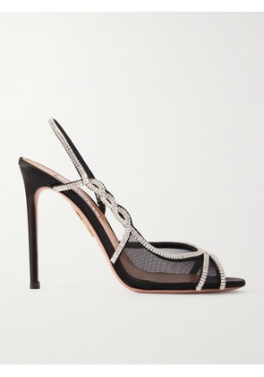 Aquazzura - 105 Crystal-embellished Mesh Slingback Sandals - Black - IT36,IT36.5,IT37,IT37.5,IT38,IT38.5,IT39,IT39.5,IT40,IT40.5,IT41,IT41.5,IT42