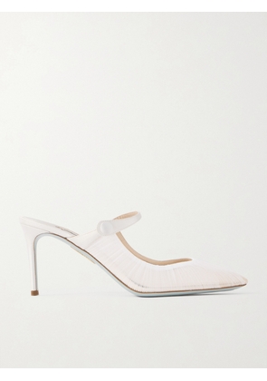 Aquazzura - Voile 75 Satin-trimmed Tulle Mules - White - IT36,IT36.5,IT37,IT37.5,IT38,IT38.5,IT39,IT39.5,IT40,IT40.5,IT41,IT41.5,IT42