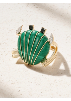 Yvonne Léon - Crabe Coquillage 9-karat Gold, Malachite And Diamond Ring - Green - 2,3