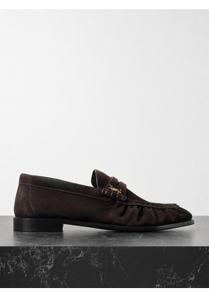 SAINT LAURENT - Le Loafer Embellished Suede Loafers - Brown - EU 34,EU 34.5,EU 35,EU 35.5,EU 36,EU 36.5,EU 37,EU 37.5,EU 38,EU 38.5,EU 39,EU 39.5,EU 40,EU 40.5,EU 41,EU 41.5,EU 42,EU 42.5,EU 43.5,EU 43,EU 33.5
