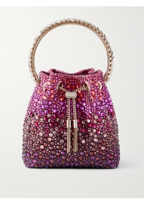 Jimmy Choo - Bon Bon Crystal-embellished Satin Bucket Bag - Purple - One size