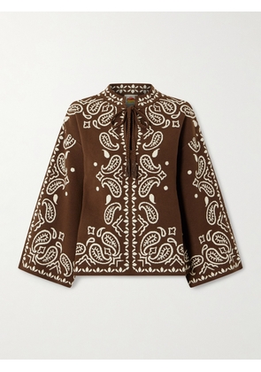 Farm Rio - Jacquard-knit Sweater - Brown - x small,small,medium,large,x large