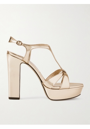 Jimmy Choo - Kesia 120 Mirrored-leather Platform Sandals - Gold - IT35,IT36,IT36.5,IT37,IT37.5,IT38,IT38.5,IT39,IT39.5,IT40,IT40.5,IT41,IT41.5,IT42