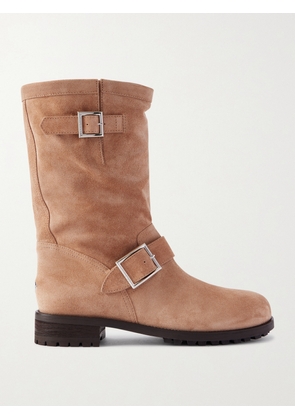 Jimmy Choo - Biker Buckled Suede Ankle Boots - Brown - IT36,IT36.5,IT37,IT37.5,IT38,IT38.5,IT39,IT39.5,IT40,IT40.5,IT41,IT41.5,IT42