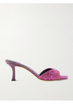 Jimmy Choo - Skye 70 Crystal-embellished Satin Mules - Purple - IT36,IT36.5,IT37,IT37.5,IT38,IT38.5,IT39,IT39.5,IT40,IT40.5,IT41,IT41.5,IT42