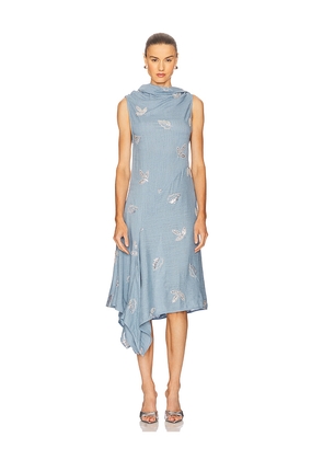 Marques ' Almeida Linen Cowl Neck Dress in Blue. Size 10. Also in 6, 8, 12.