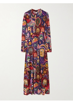 Farm Rio - Printed Jersey Maxi Dress - Purple - xx small,x small,small,medium,large,x large