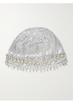 RABANNE - Fringed Crystal-embellished Silver-tone Chainmail Hat - One size