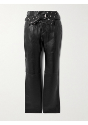 Isabel Marant - Chazia Belted Leather Slim-leg Pants - Black - FR 36,FR 38,FR 40,FR 42