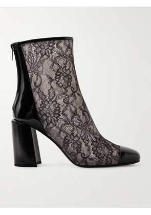 Jimmy Choo - Kisu Ab 85 Patent Leather-trimmed Lace Ankle Boots - Black - IT36,IT36.5,IT37,IT37.5,IT38,IT38.5,IT39,IT39.5,IT40,IT40.5,IT41,IT41.5,IT42
