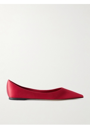 Jimmy Choo - Love Satin Flats - Red - IT35,IT36,IT36.5,IT37,IT37.5,IT38,IT38.5,IT39,IT39.5,IT40,IT40.5,IT41,IT41.5,IT42