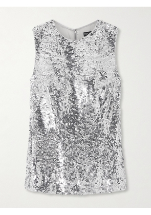 Dolce & Gabbana - Sequined Satin Top - Silver - IT36,IT38,IT40,IT42,IT44,IT46,IT48