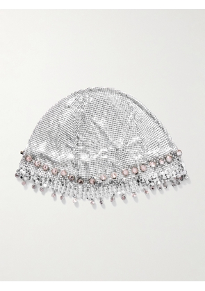 RABANNE - Fringed Crystal-embellished Silver-tone Chainmail Hat - One size