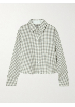 Proenza Schouler White Label - Olive Cropped Checked Cotton-poplin Shirt - Gray - US00,US0,US2,US4,US6,US8,US10,US12,US14