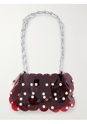 RABANNE - Embellished Chainmail Shoulder Bag - Burgundy - One size