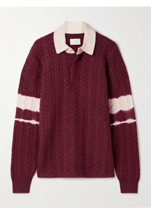 Aimé Leon Dore - Cable-knit Striped Wool And Cotton-blend Polo Shirt - Burgundy - x small,small,medium