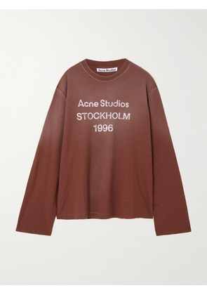 Acne Studios - Oversized Printed Organic Cotton And Hemp-blend Jersey T-shirt - Brown - XXS/XS,XS/S,S/M,M/L,L/XL