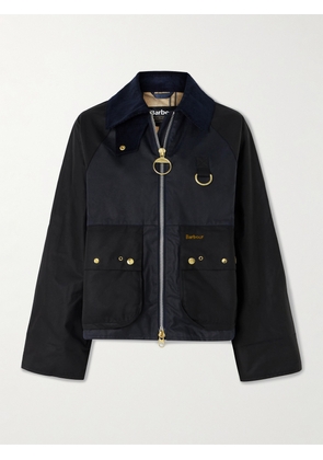 Barbour - Kearton Two-tone Corduroy-trimmed Waxed Cotton Jacket - Blue - UK 8,UK 10,UK 12,UK 14,UK 16,UK 18