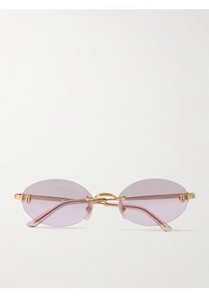 Cartier Eyewear - Double C Rimless Oval-frame Gold-tone Sunglasses - One size