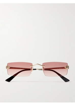 Cartier Eyewear - Panthère Classic Rimless Rectangle-frame Gold-tone Sunglasses - One size